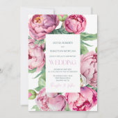 Blush Pink Peonies Watercolor Wedding Einladung (Vorderseite)