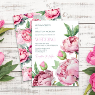 Blush Pink Peonies Watercolor Wedding Einladung