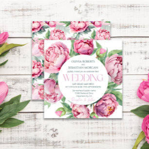 Blush Pink Peonies Watercolor Wedding Einladung