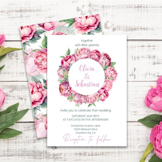Blush Pink Peonies Watercolor Wedding Einladung