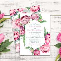 Blush Pink Peonies Watercolor Wedding