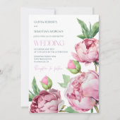 Blush Pink Peonies Watercolor Wedding Einladung (Vorderseite)