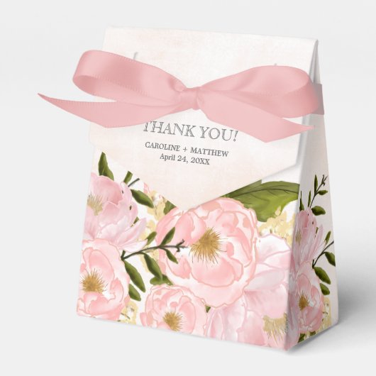 Blush Pink Peonies Watercolor Wedding Geschenkschachtel (Vorderseite)