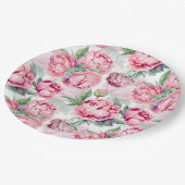 Blush Pink Peonies Watercolor Wedding Pappteller (Schrägansicht)