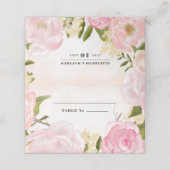 Blush Pink Peonies Watercolor Wedding Platzkarte (Außenseite Aufgefaltet)