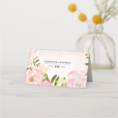 Blush Pink Peonies Watercolor Wedding Platzkarte (Rückseite)