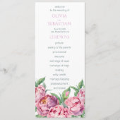 Blush Pink Peonies Watercolor Wedding Programm (Vorderseite)