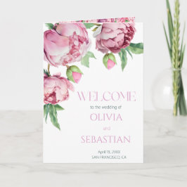 Blush Pink Peonies Watercolor Wedding Programm