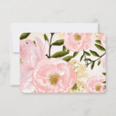 Blush Pink Peonies Watercolor Wedding RSVP Cards (Rückseite)