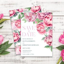 Blush Pink Peonies Watercolor Wedding Save The Date