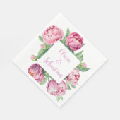 Blush Pink Peonies Watercolor Wedding Serviette (Ecke)