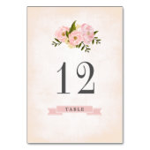 Blush Pink Peonies Watercolor Wedding Tischnummer (Rückseite)
