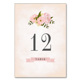 Blush Pink Peonies Watercolor Wedding Tischnummer