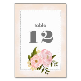 Blush Pink Peonies Watercolor Wedding Tischnummer