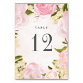 Blush Pink Peonies Watercolor Wedding Tischnummer (Rückseite)