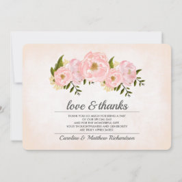 Blush Pink Peonies Wedding Danke Foto Card