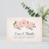 Blush Pink Peonies Wedding Dankeschön Karten (Stehend Vorderseite)