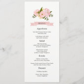 Blush Pink Peonies Wedding Menu Cards Menükarte (Vorderseite)
