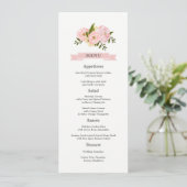 Blush Pink Peonies Wedding Menu Cards Menükarte (Stehend Vorderseite)