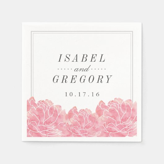 Blush Pink Peonies Wedding Serviette (Vorderseite)