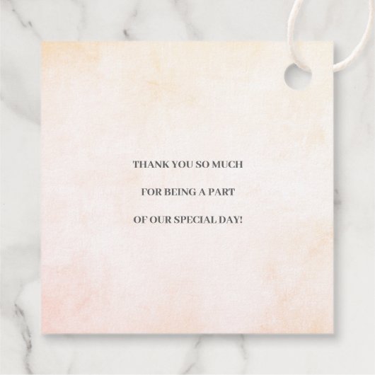 Blush Pink Peonies Wedding Vielen Dank Geschenkanhänger (Rückseite)