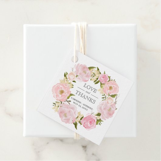 Blush Pink Peonies Wedding Vielen Dank Geschenkanhänger (Beispiel)