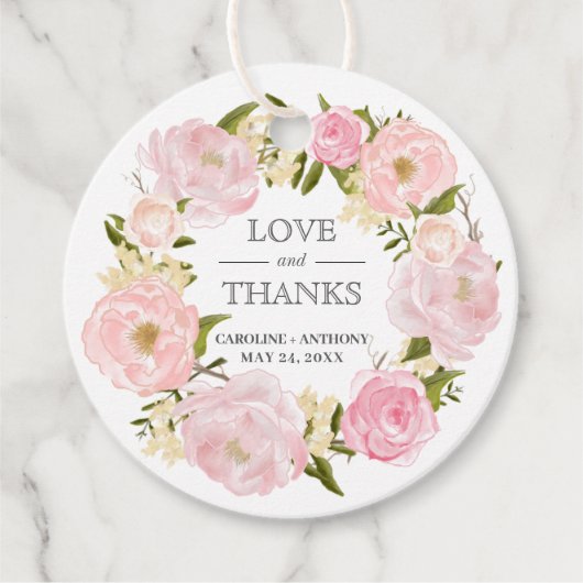 Blush Pink Peonies Wedding Vielen Dank Geschenkanhänger (Vorderseite)