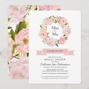 Blush Pink Peonies Wreath Brautparty Einladung