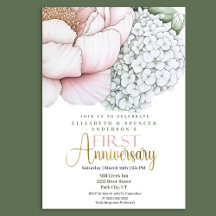 Blush Pink Peony 1st Wedding Anniversary