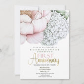 Blush Pink Peony 1st Wedding Anniversary Einladung (Vorderseite)