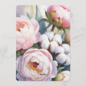 Blush Pink Peony and Cotton Bridal Shower Einladung (Rückseite)