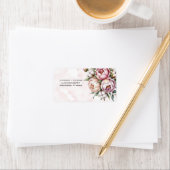 Blush Pink Peony and Cotton Wedding Address Adressaufkleber (Insitu)