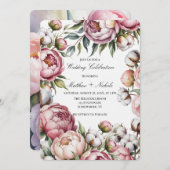 Blush Pink Peony and Cotton Wedding Celebration Einladung (Vorne/Hinten)