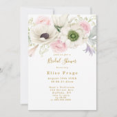 Blush Pink Peony Anemone Gold Brautparty Invit Einladung (Vorderseite)