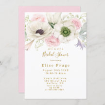 Blush Pink Peony Anemone Gold Brautparty Invit