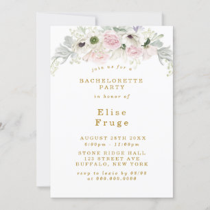 Blush Pink Peony Anemone Gold Junggeselinnen-Absch Einladung