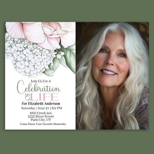 Blush Pink Peony Celebration Of Life Invitation Einladung