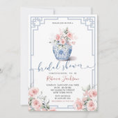 Blush Pink Peony Chinoiserie Ginger Jar Bridal Einladung (Vorderseite)