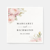 Blush Pink Peony Elegante Wasserfarben Hochzeit de Serviette (Vorderseite)