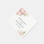 Blush Pink Peony Elegante Wasserfarben Hochzeit de Serviette (Ecke)