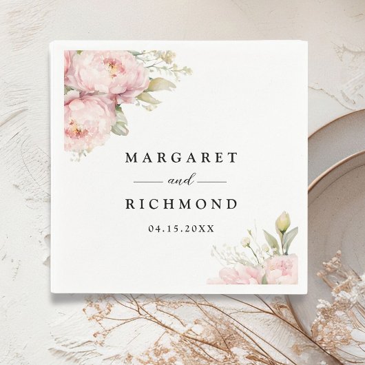 Blush Pink Peony Elegante Wasserfarben Hochzeit de Serviette