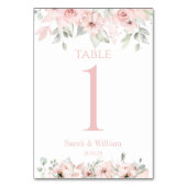 Blush Pink Peony Eukalyptus Greenerenerity Wedding Tischnummer (Vorderseite)