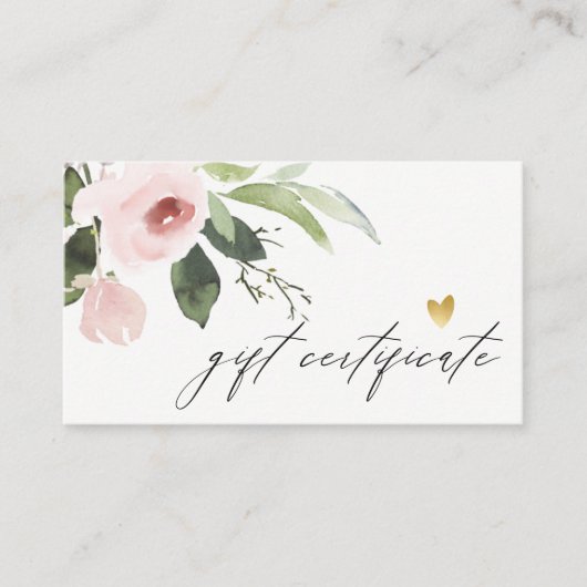 Blush Pink Peony Flora Geschenkgutschein Visitenkarte (Vorderseite)