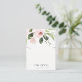 BLUSH PINK PEONY FLORA WATERCOLOR NECKLACE DISPLAY VISITENKARTE (Stehend Vorderseite)