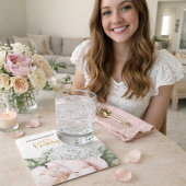 Blush Pink Peony Floral 18th Birthday  Rechteckiger Pappuntersetzer