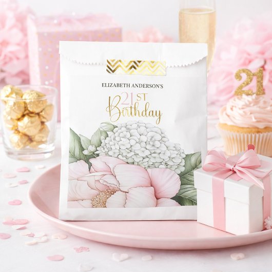Blush Pink Peony Floral 21st Birthday  Geschenktütchen
