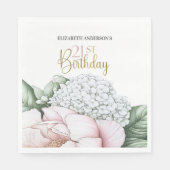 Blush Pink Peony Floral 21st Birthday  Serviette (Vorderseite)