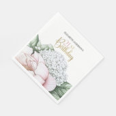 Blush Pink Peony Floral 21st Birthday  Serviette (Ecke)