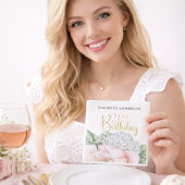 Blush Pink Peony Floral 21st Birthday  Serviette