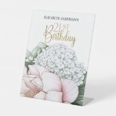 Blush Pink Peony Floral 21st Birthday  Sockelschild (Vorderseite)